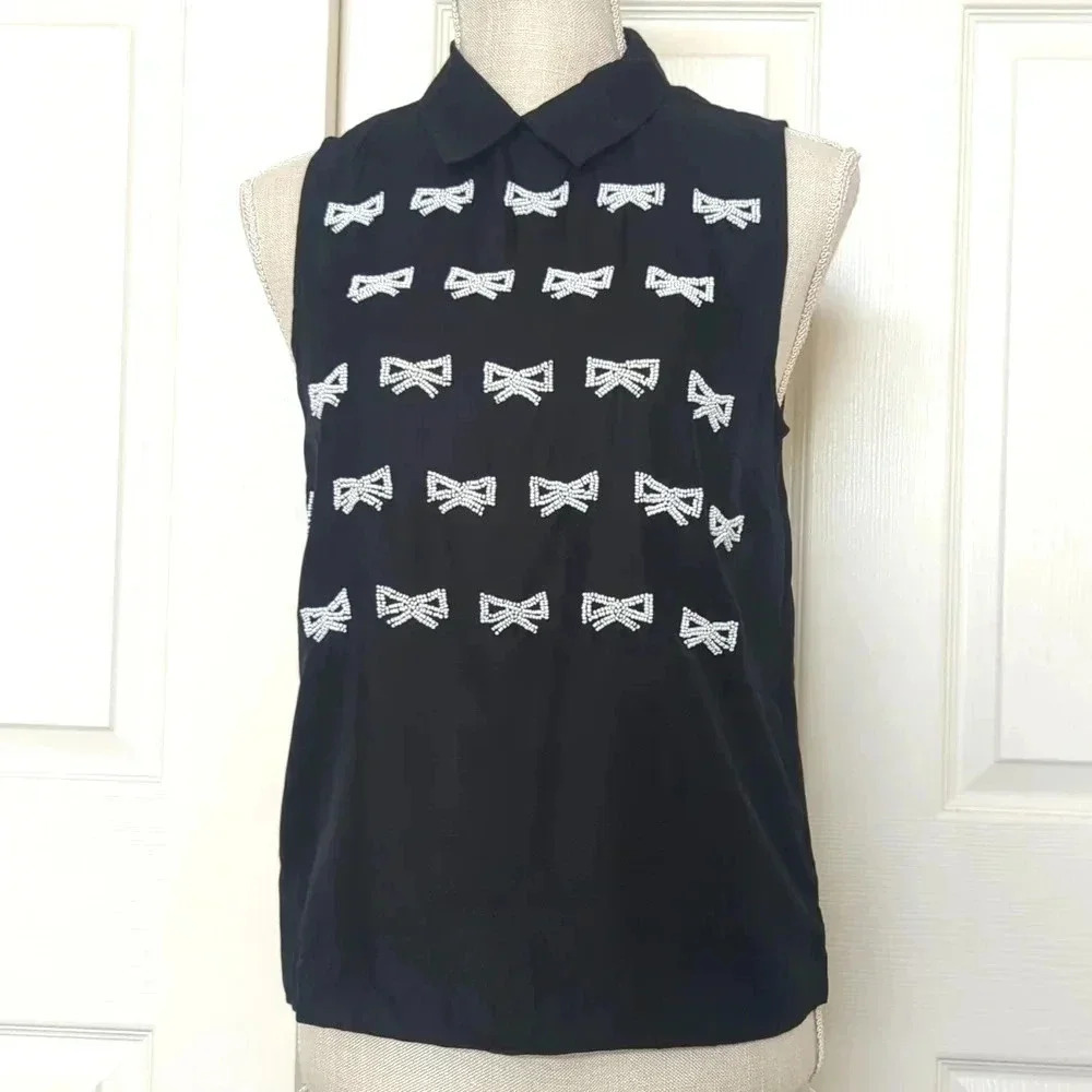 Draper James Silk Bow Beaded Top - Picture 2 of 6